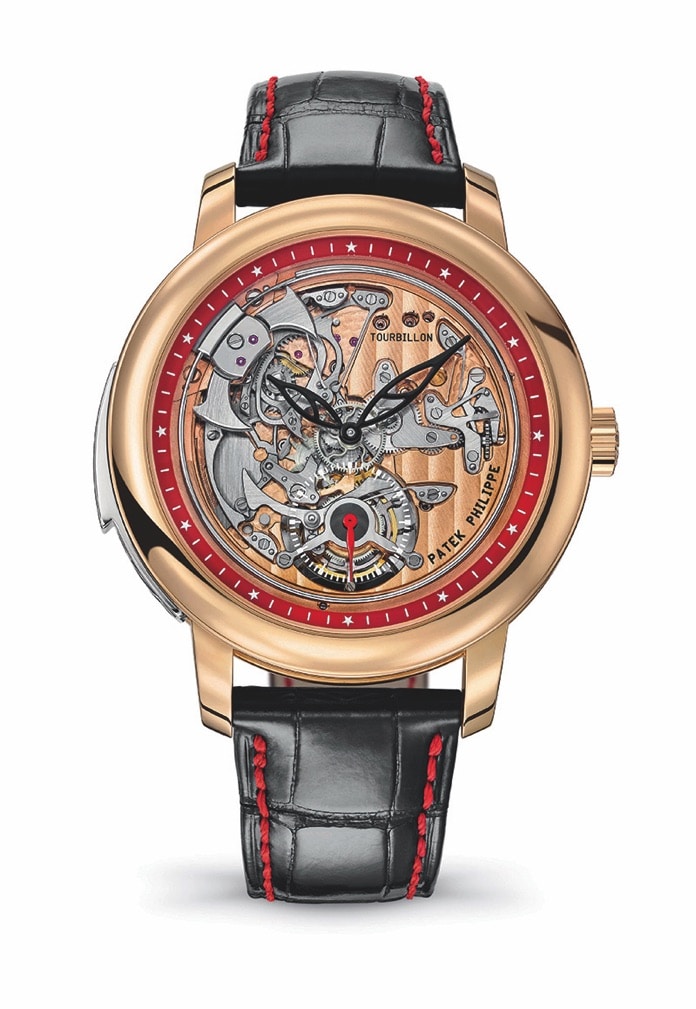 Đồng hồ Patek Philippe lộ cơ tinh xảo với thiết kế sang trọng
