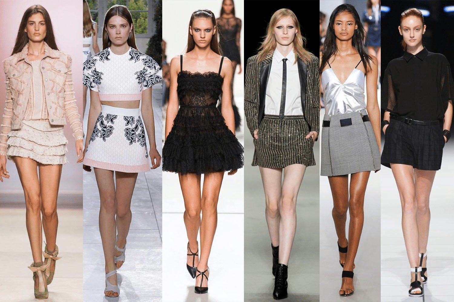 Xu hướng mini- skirt suit với đường cắt sắc sảo mang đậm nét hiện đại và nữ tính