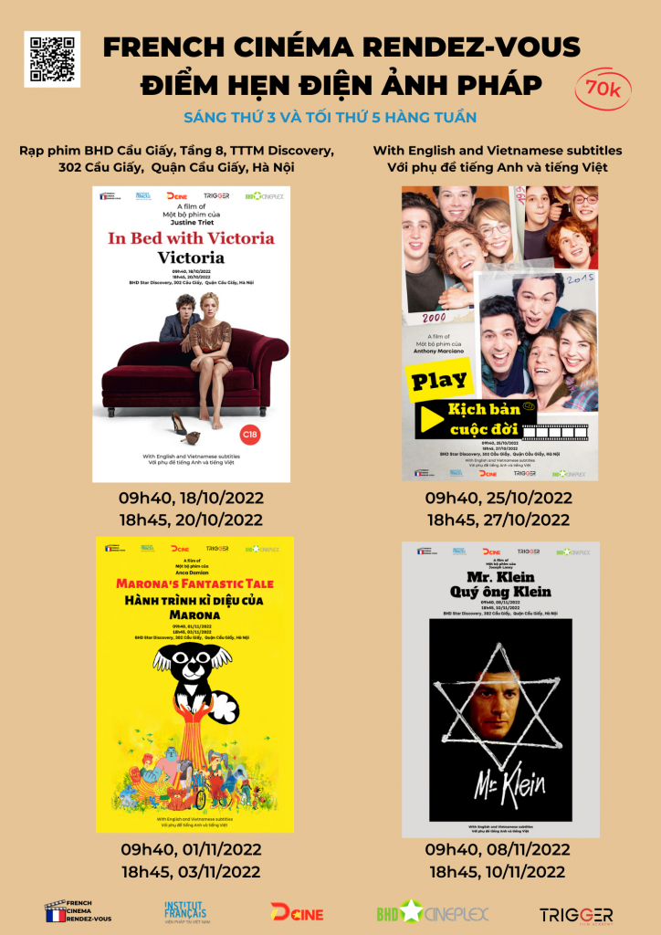 Poster quảng cáo các phim Pháp được trình chiếu tại Hà Nội cùng lịch chiếu cụ thể