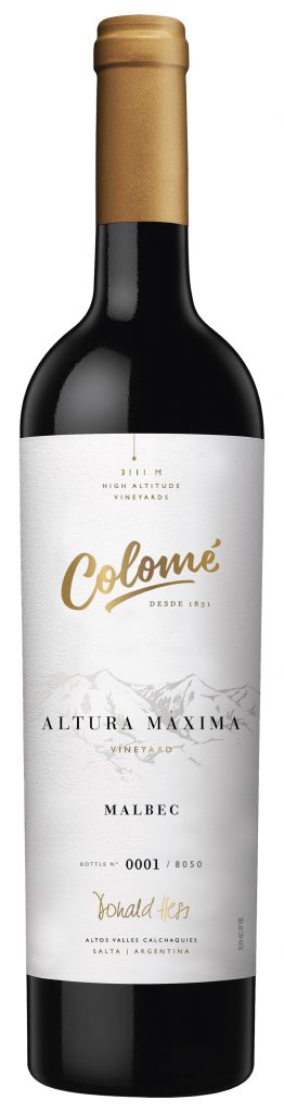Chai vang đỏ Colomé Altura Maxima Malbec với thiết kế nhãn trang nhã tinh tế