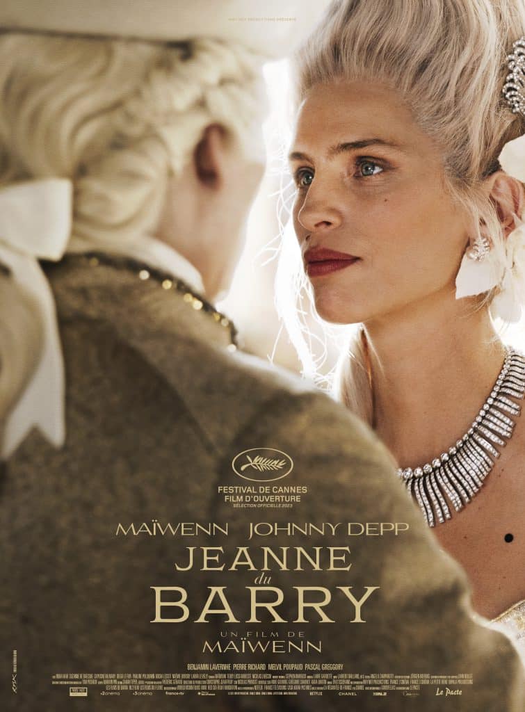 Poster phim Jeanne du Barry với diễn viên Maïwenn và Johnny Depp cùng dòng chữ Liên hoan phim Cannes