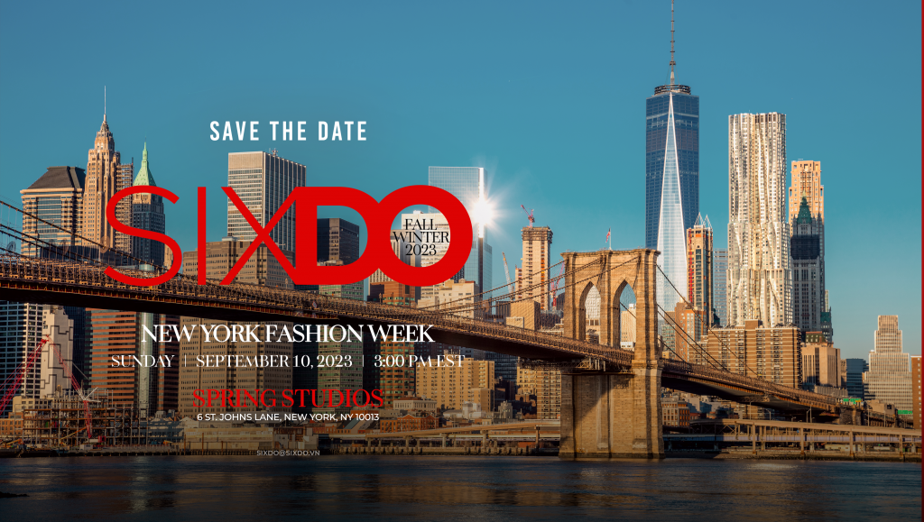Quảng cáo show diễn thời trang SIXDO tại New York với cầu Brooklyn và các tòa nhà cao tầng