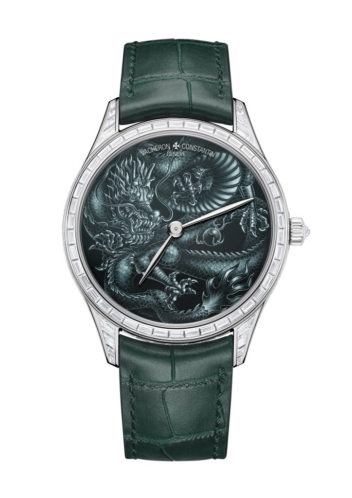 Đồng hồ Vacheron Constantin Les Cabinotiers mặt số chạm khắc hình rồng xanh lục bảo tinh xảo