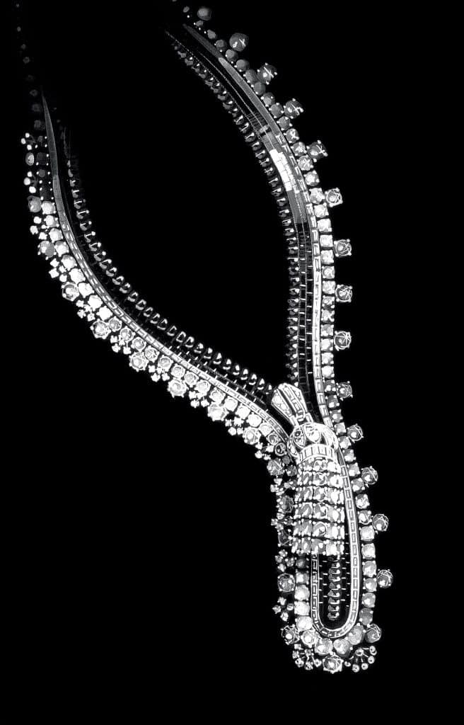 Dây chuyền kim cương thiết kế độc đáo với họa tiết khóa kéo tinh xảo