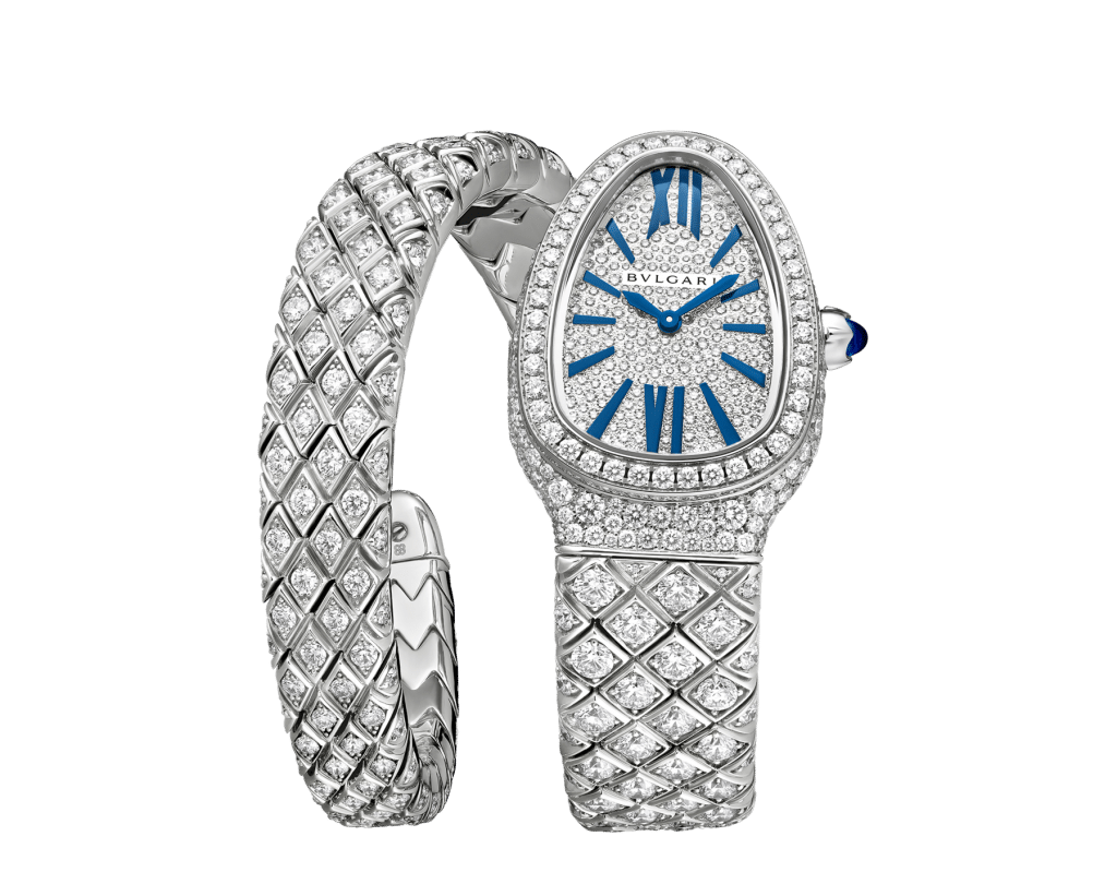 Đồng hồ Serpenti BVLGARI nạm kim cương lấp lánh với thiết kế vòng tay uốn lượn tinh tế