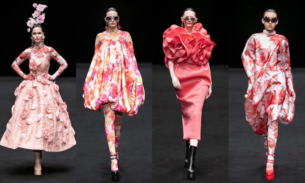 Mẫu thiết kế hoa hồng nổi bật trong bộ sưu tập thời trang mới của Đỗ Mạnh Cường