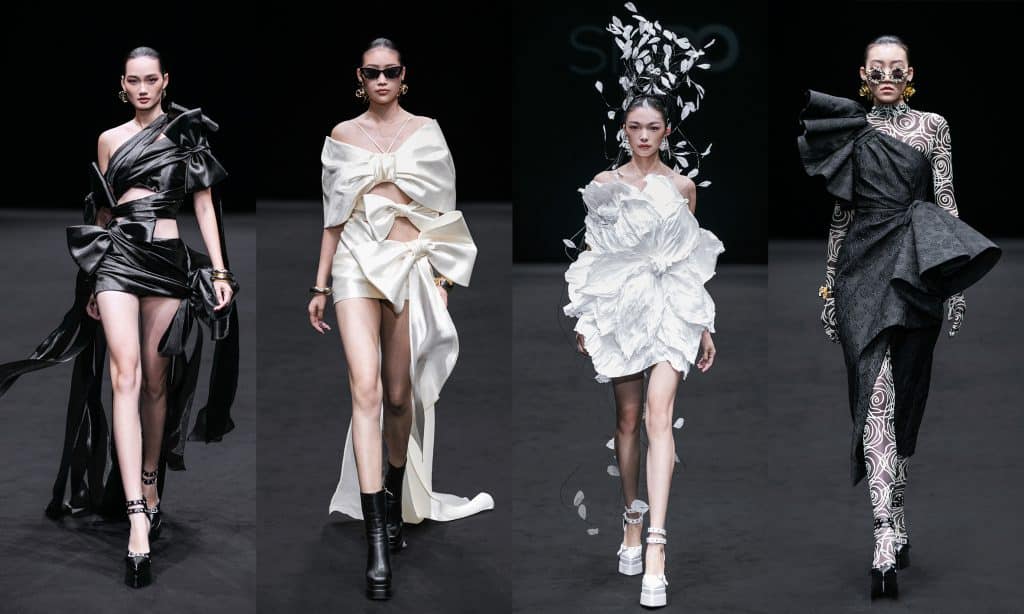 Các người mẫu trình diễn trang phục độc đáo từ bộ sưu tập mới của Đỗ Mạnh Cường