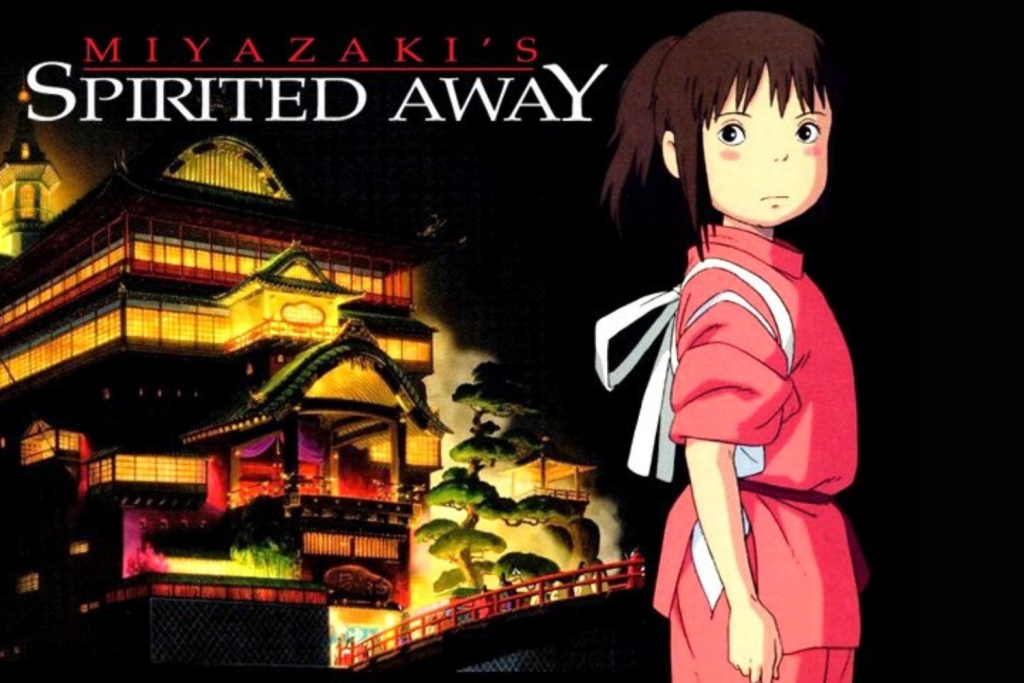 Nhân vật Chihiro đứng trước nhà tắm công cộng trong phim Vùng đất linh hồn