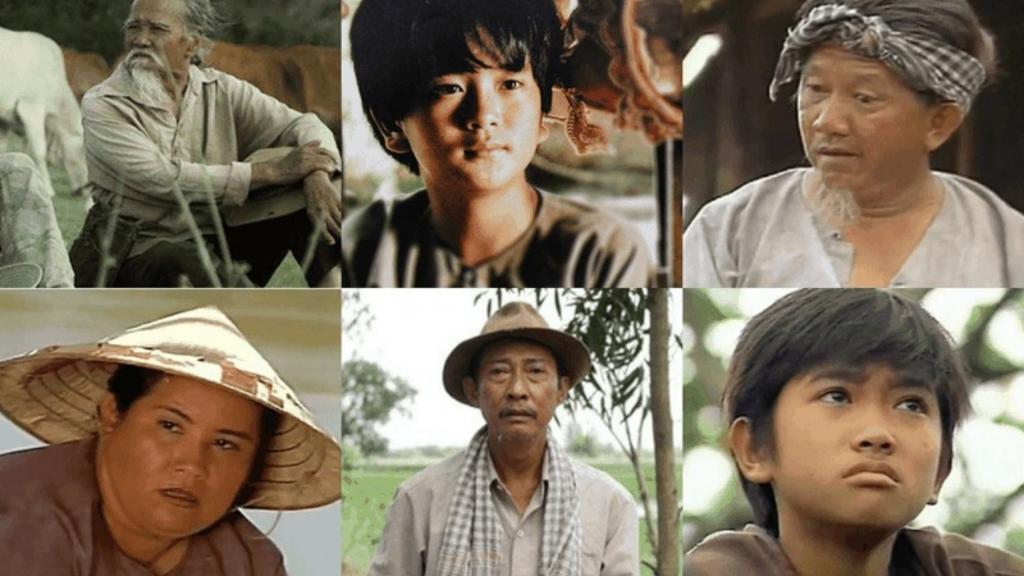 Sáu khuôn mặt nhân vật trong phim Việt Nam với biểu cảm khác nhau thể hiện cuộc sống và lịch sử